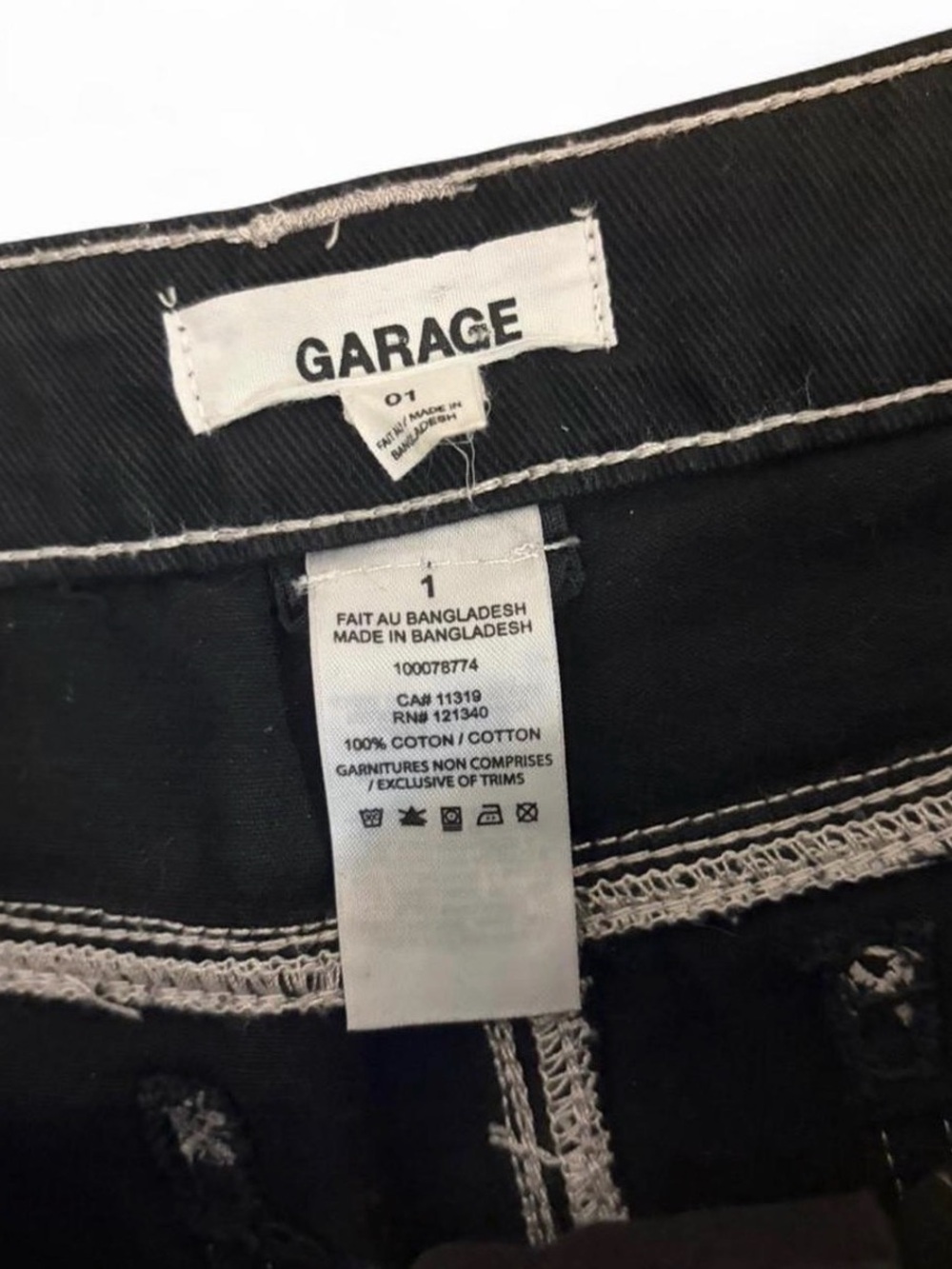 Garage Black Pants with White Contrast Stitching